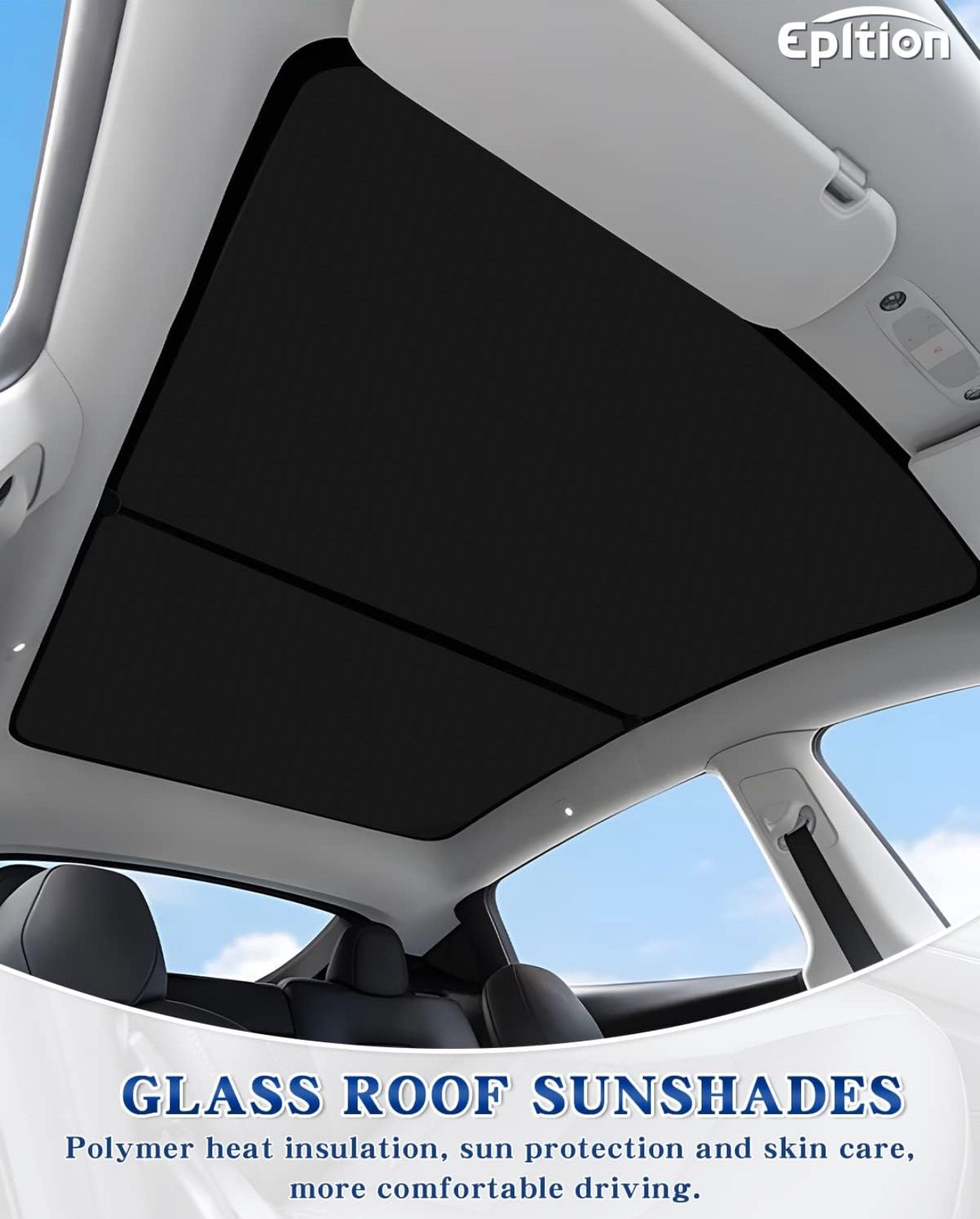 Tesla Model Y Roof Sunshades, 2 in 1 Ice Crystal Sunshade for Tesla Model Y 2021-2023 2024 2025 with Triangular Sun Shades UV/Sun Protection Heat Insu