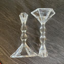 Pair Of Tabletop Glass Candleholders