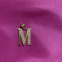 10K Solid Gold M Initial Pendant