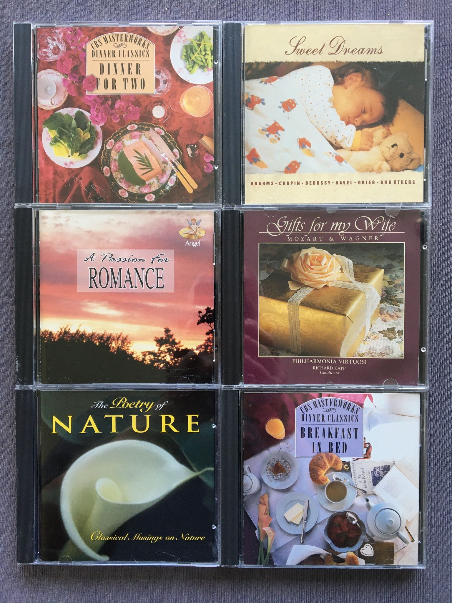 Classical Music Mood Compilations For Special Occasions, lot of 6 CDs, excellent condition. Dinner For Two, A Passion For Romance, Sweet Dreams, Break