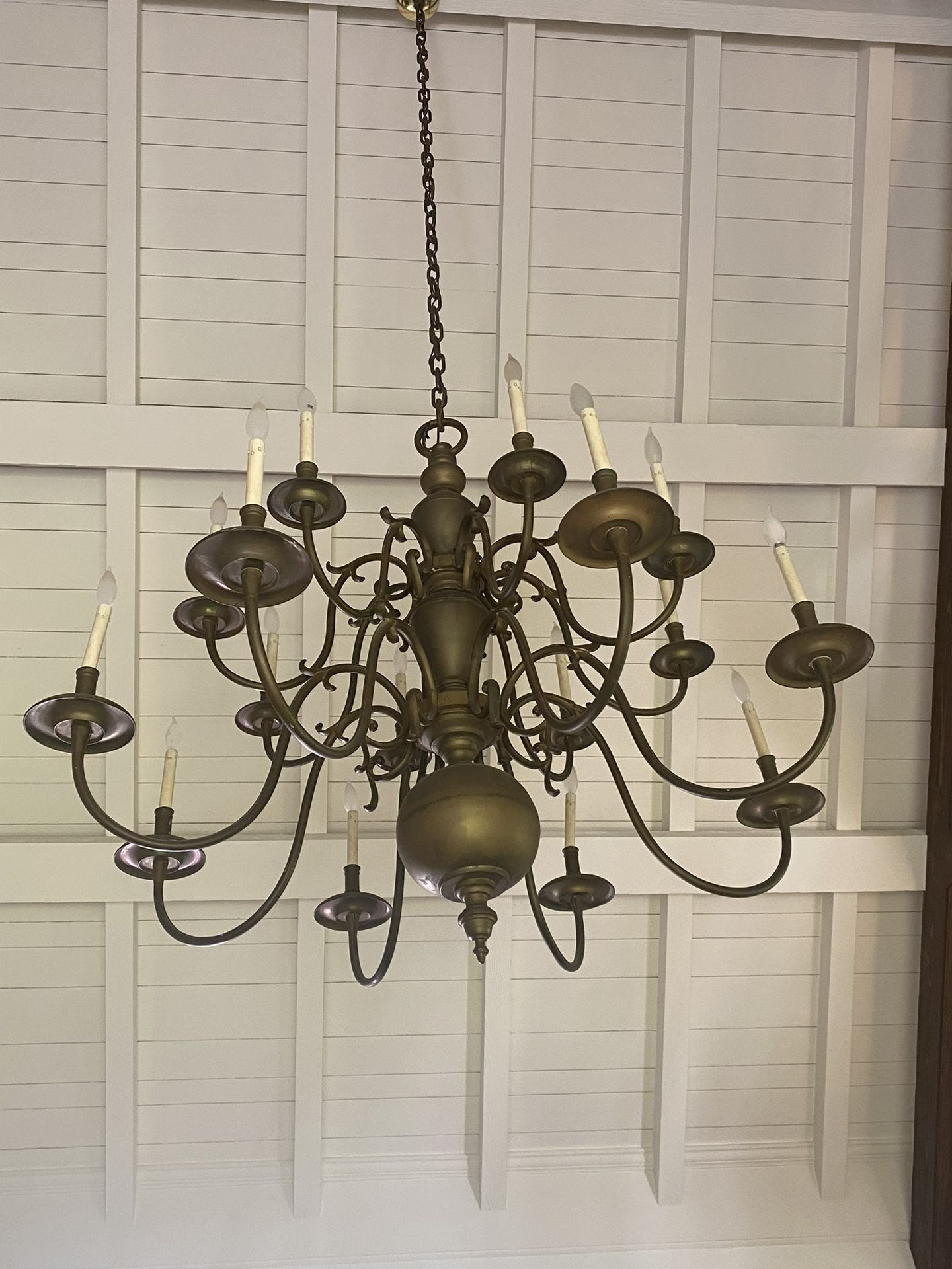 Fully Functional Antique Brass Chandelier from 1938