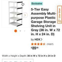 HOME DEPOT 5-SHELVES STORAGE UNIT $89+7%=95$
