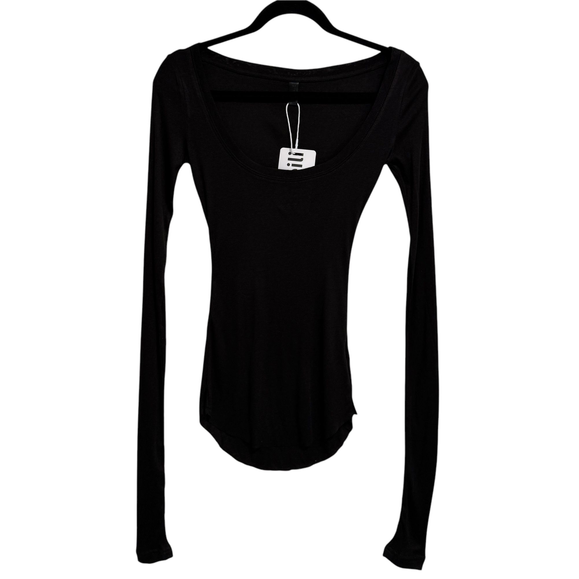 Pimeili Black Long Sleeve Shimmer Top