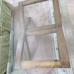Glass Top Wooden Base Coffee Table