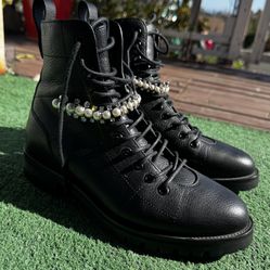 Jimmy Choo Combat Boots With Pearl Embezzlement 