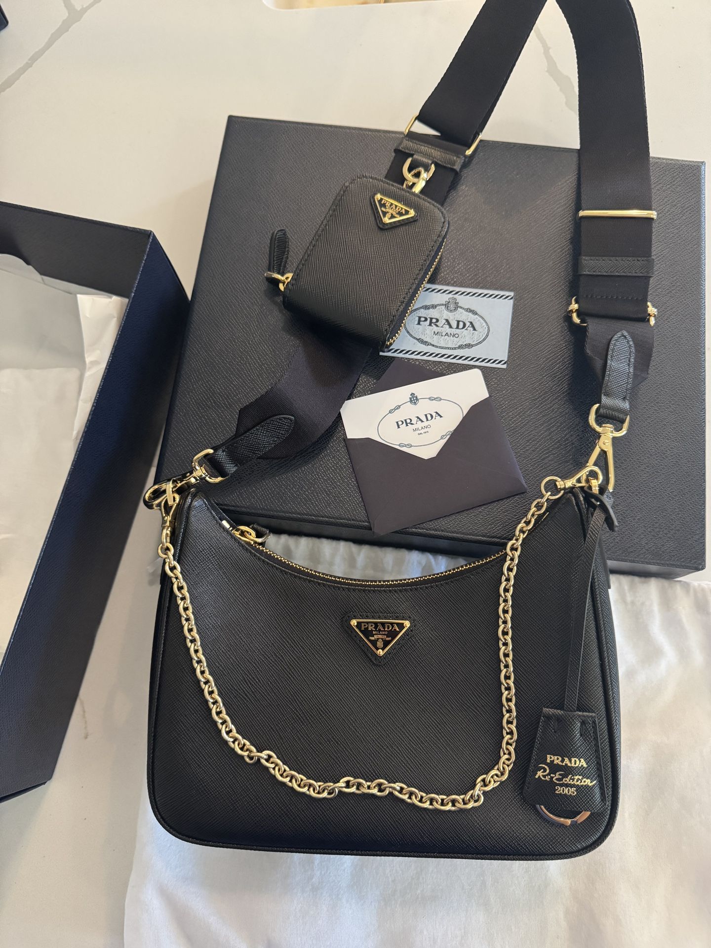 Prada Re-Edition 2005 Saffiano Leather Shoulder Bag – Black