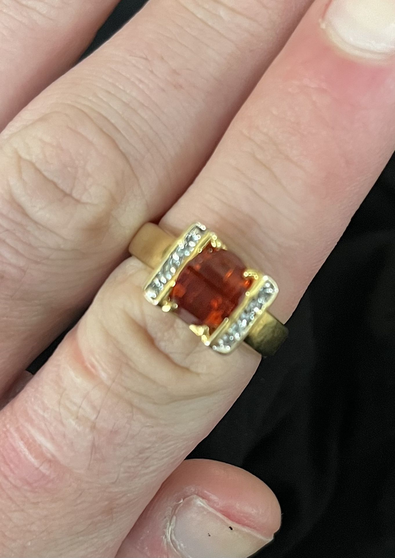 Gold Vermeil .925 Sterling Silver Ring, Spinel White CZ