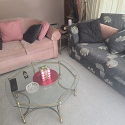 🛋 1 Gray Sofa & 1 Dusty Pink Loveseat 