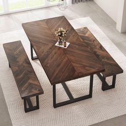 Dining Table 72" Modern Farmhouse Solid Wood Dining Table for 6 to 8 ppl, Rectangular *BRAND NEW