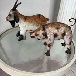 Farm Animals For Garden, Yard Terrace, Front Door O Pool. Metal Pig & Goat Farm Statue 2 For $30! Metal Silver Rooster $35.  Resin Turtle Or Frog $30.