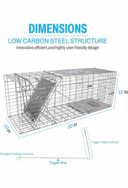 SZHLUX 32" Live Animal Cage Trap, Heavy Duty Folding Raccoon Traps, Humane Cat Trap for Stray Cats, Raccoons, Squirrel, Skunk, Mole, Groundhog, Armadi