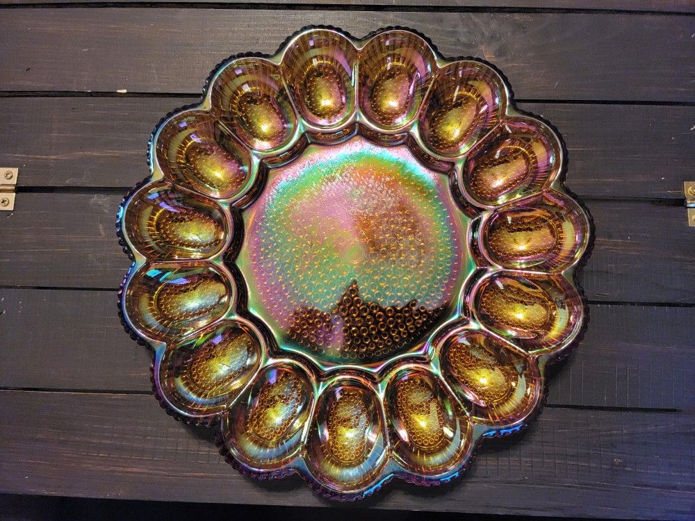 Carnival Glass Egg Plate