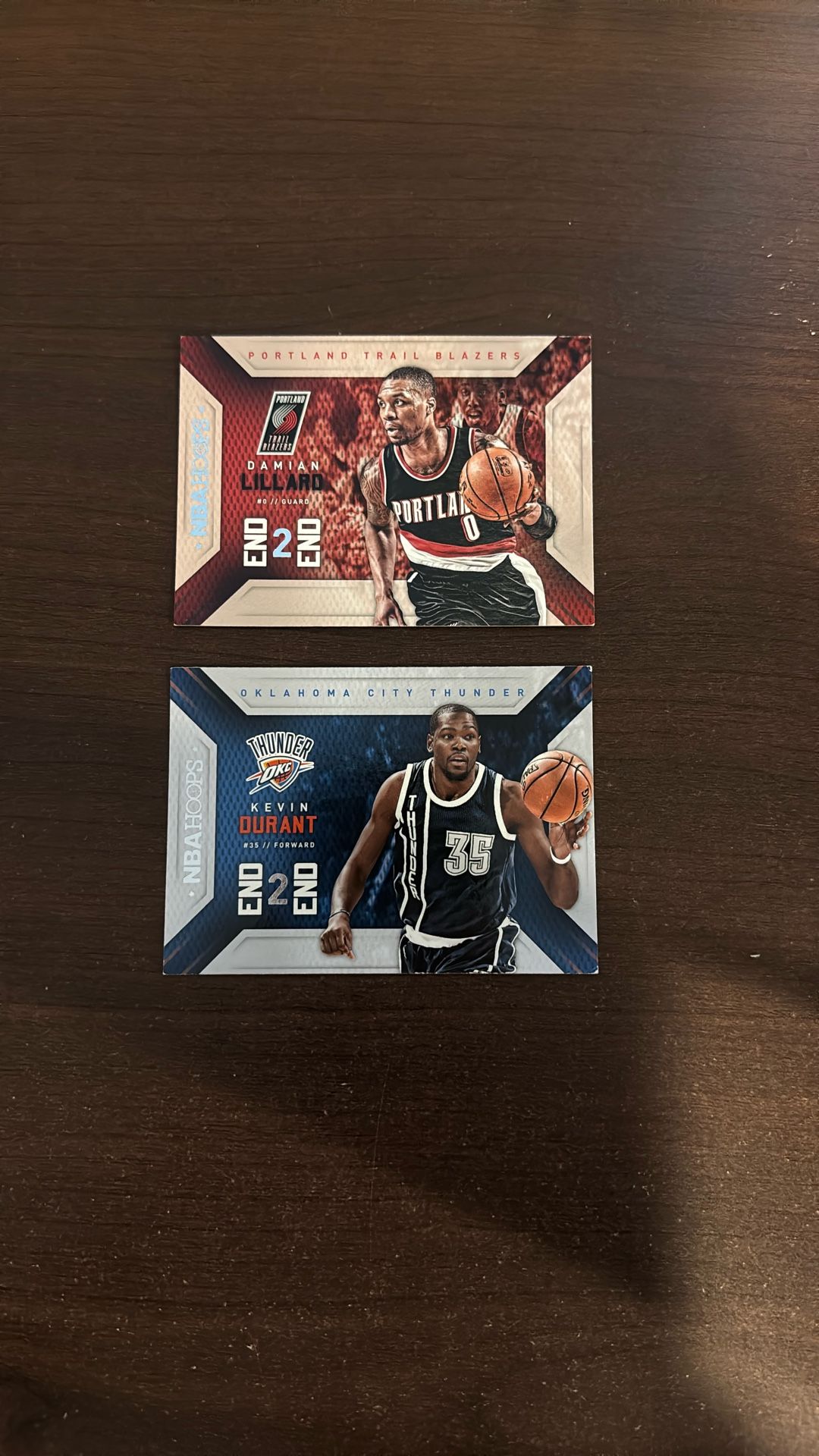 NBA Hoops “End 2 End” Insert Lot – Damian Lillard & Kevin Durant (2 Cards)