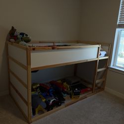 KURA Reversible bed, white/pine, Twin