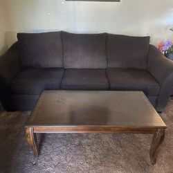 Dark Brown Sofa with matching table and two end tables 