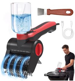 Electric Grill Brush with Water Spray System, Cordless BBQ Grill Cleaner, Rechargeable Power Scrubber for Gas, Charcoal & Pellet Grills, IPX8 Waterpro