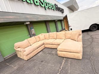 Sofá Seccional Extra Grande en U Beige con Chaise - Microfibra - ¡Se Va Hoy!