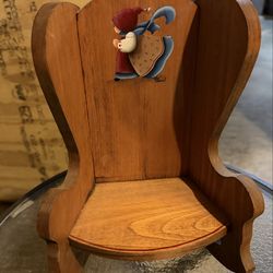 Vintage wooded, miniature, rocking chair with folk art design