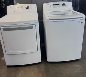 LG Top Load Washer + Electric Dryer Bundle — USED