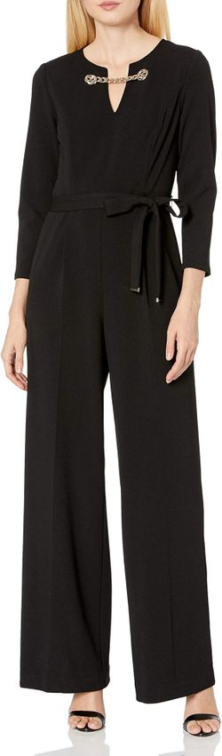 Tommy Hilfiger Women’s Quarter Sleeves Grommet Neck Black Jumpsuit – Size 4 