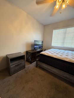 Dark Gray Bedroom Furniture Set with tv stand