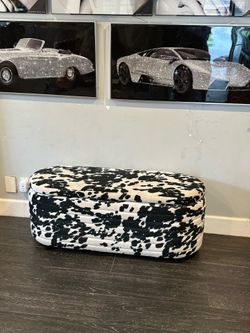 Cow print storage ottoman bench