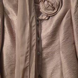 Womans Pale Rose 3 PC Sunday Best Derby Dresswear Suit Jacket, Skirt & Scarf Formal Wear By Kasper Sz 12