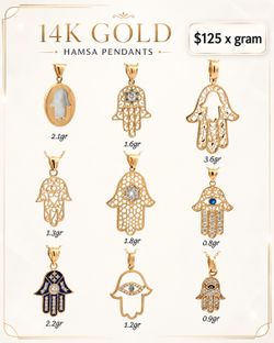 14K Gold Hamsa Pendants – $125 Per Gram