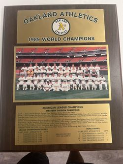 Vintage Oakland Athletics 1989 World Champions Plaque MLB Baseball Team Photo