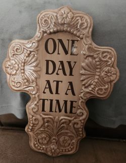 One Day At A Time Ceramic Cross Plaque