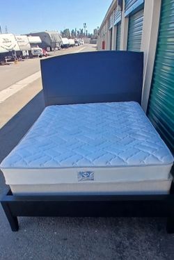 QUEEN BED FRAME WITH BOX AND MATTRESS