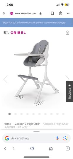 Oribel Cocoon Z High Chair | Lounger - Ice Grey