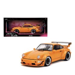 JADA PINK SLIPS PORSCHE 911 964 RAUH WELT BEGRIFF RWB BODY KIT HIBKI 1/18 ORANGE