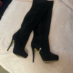 Bebe Black Suede Boots 5-5 1/2