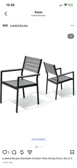 Stackable Outdoor Patio Dining Chairs Set of 2