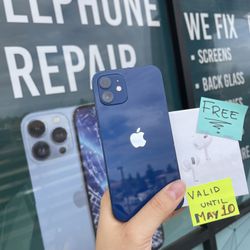 Iphone 12, Unlocked, 64 Gb, Blue, Good condition, with warranty, Good Battery health, $280