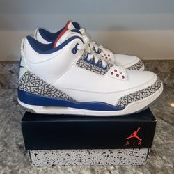 Pre-Owned Jordan 3 Retro OG True Blue 2016 Men’s Size 10.5 100% Authentic
