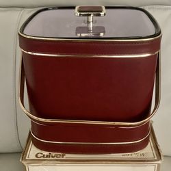 VINTAGE CULVER ELEGANT MID CENTURY MODERN  CHERRY & GOLD VINYL ICE BUCKET Nice Condition Never Used Payment To Pick Up Only Cash