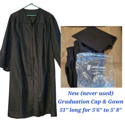 NEW Black Graduation Gown & Cap