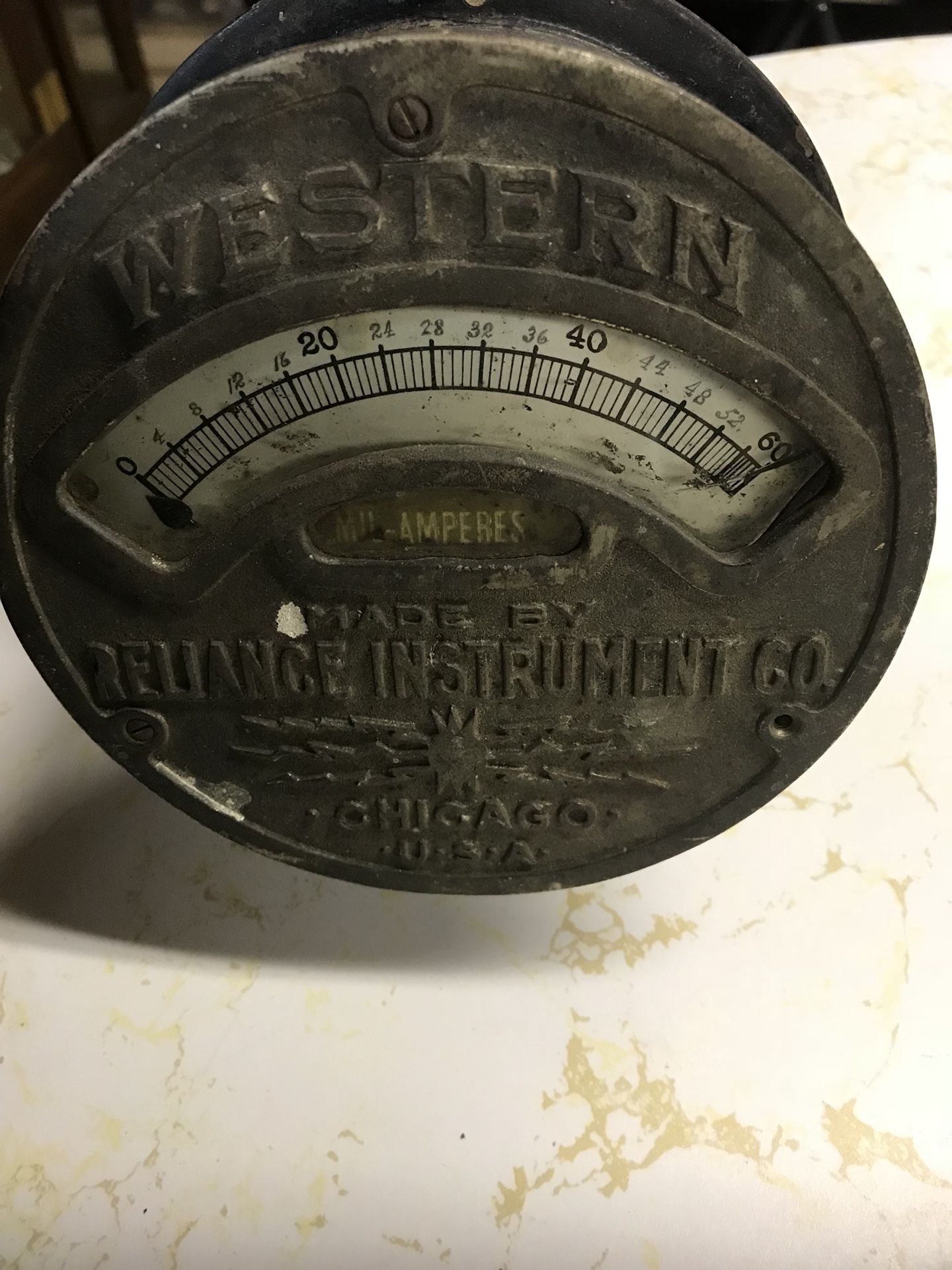 ANTIQUE WESTON AMPERES METER MADE BY RELIANCE INSTRUMENTS IN CHICAGO