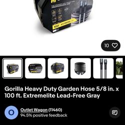 Gorilla Heavy Duty Garden Hose 5/8 in. x 100 ft. Extremelite Lead-Free Gray