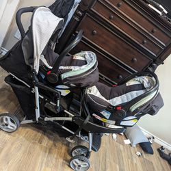 Double Stroller With Carriers 