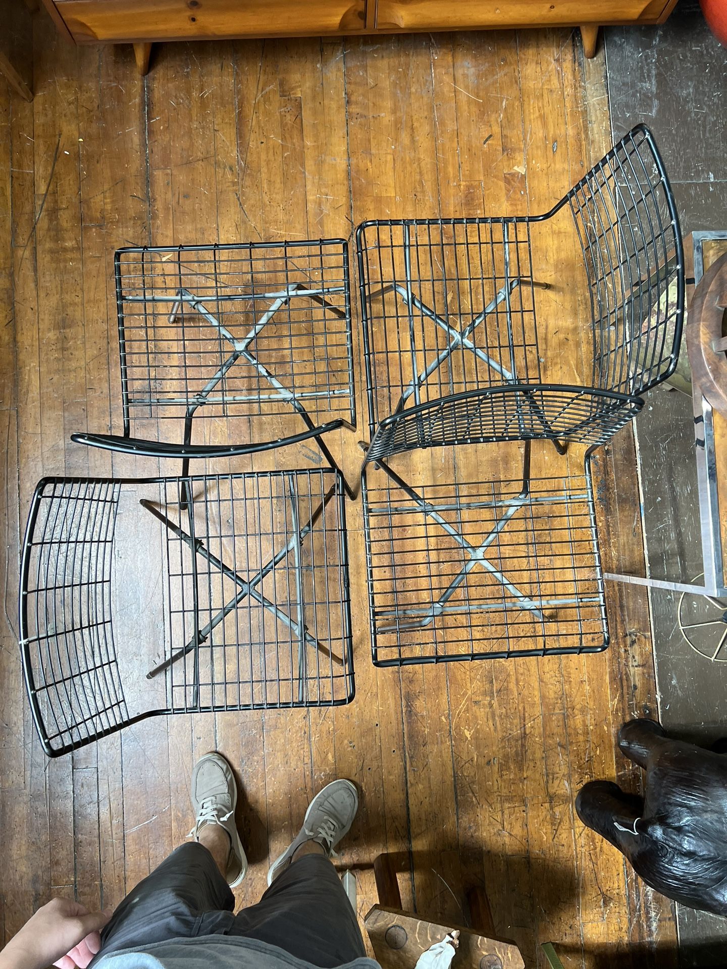 Set Of Four Vintage Wire Dining Chairs By John Keal