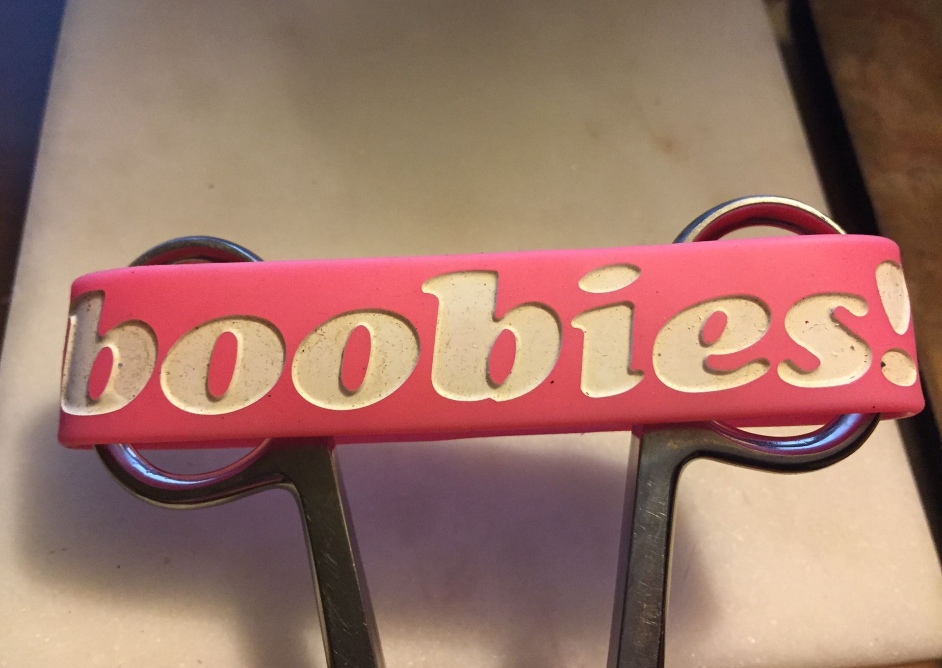 Keep a Breast (pink/ white) “I Love Boobies” Bracelet for Sale in