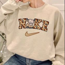 Highland Animal Print Cow Nike Swoosh Graphic Sweatshirt S-xl