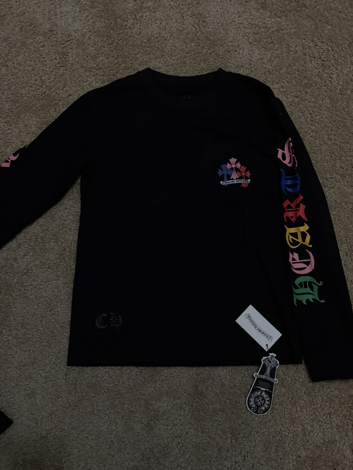 Black Chrome Hearts Rainbow Logo Longsleeve