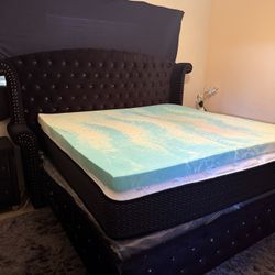 Black King Bed with Mattress
