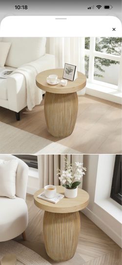 Modern Round Wood Side Table –