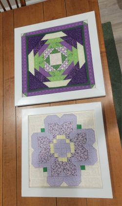 Hand Quilted Squares Framed