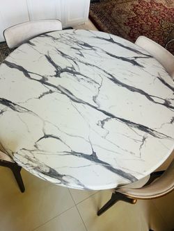 Round Marble Top Dining Table with 4 chairs
